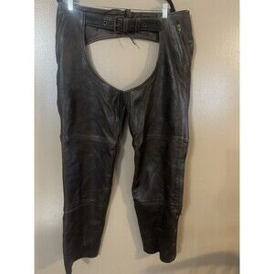 First Classics Leather Biker Motorcycle Chaps Men's Size Large Brown